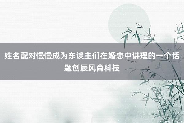 姓名配对慢慢成为东谈主们在婚恋中讲理的一个话题创辰风尚科技